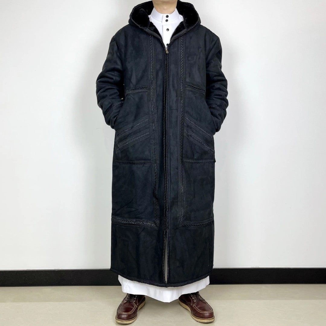 Hommes Suede-comme Robe avec Hood et des poches pour la chaleur en hiver