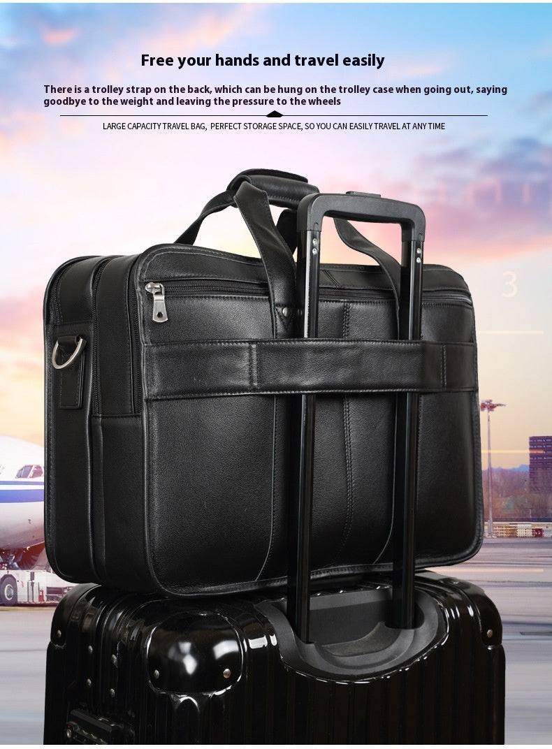 Câblage cuir d'affaires en cuir Premier couche Cowhide 17 pouces Portable Bag
