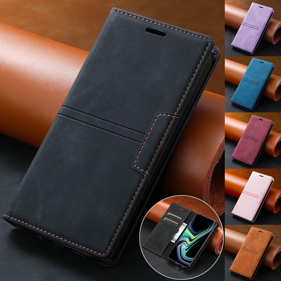 Étui de téléphone en cuir Flip sensible à la peau