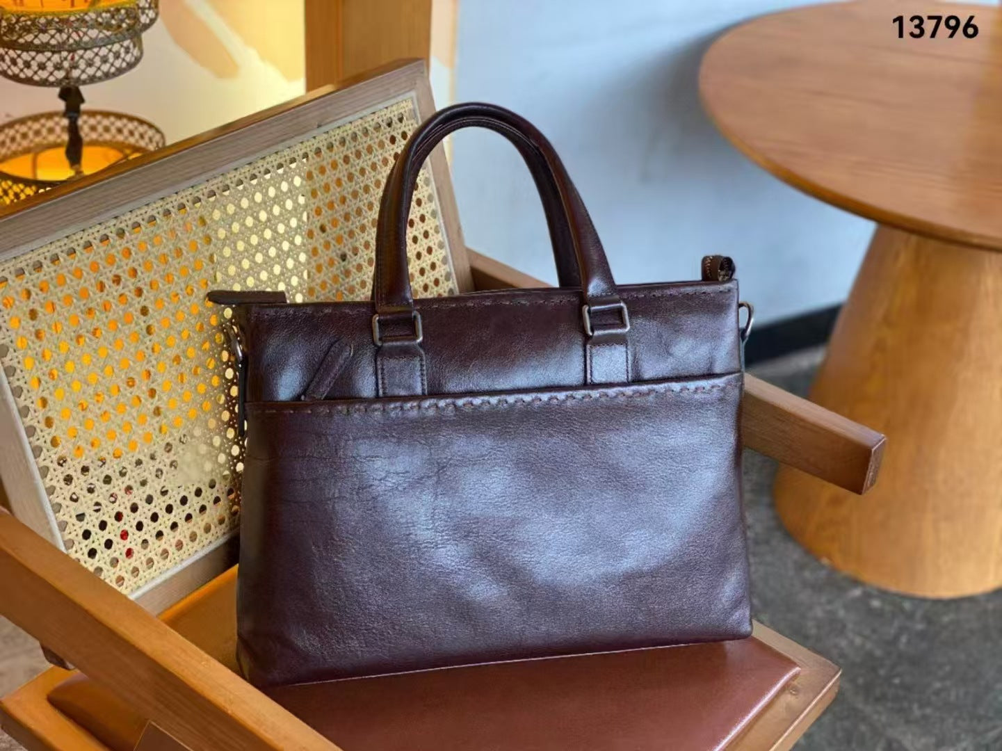 Sac à main homme en cuir à grain plein
