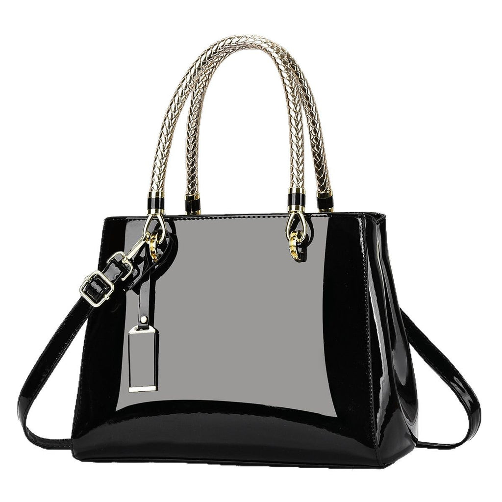 Sac à main en cuir brillant à la mode en cuir brillant Grande capacité Sac à bandoulière casual