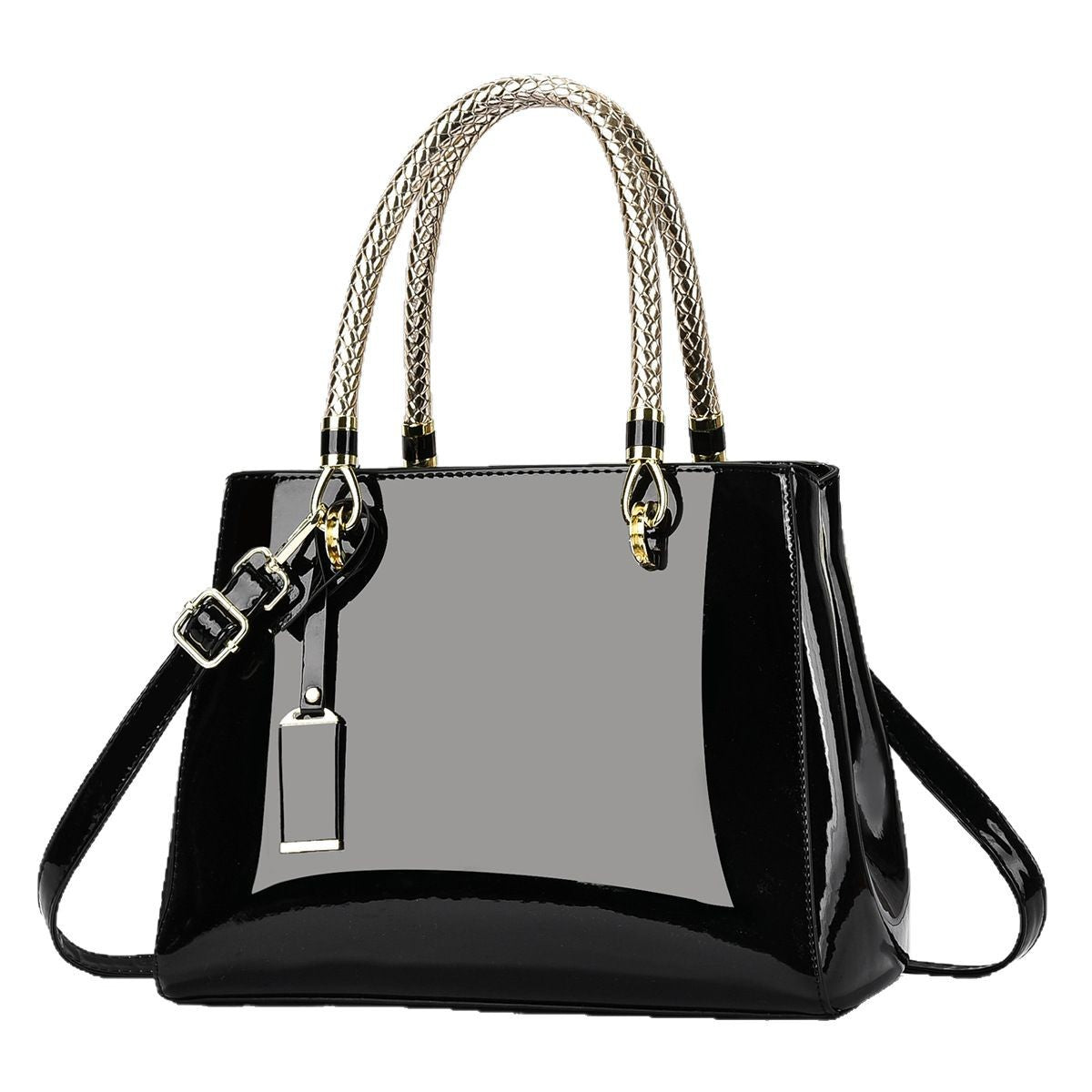 Sac à main en cuir brillant à la mode en cuir brillant Grande capacité Sac à bandoulière casual