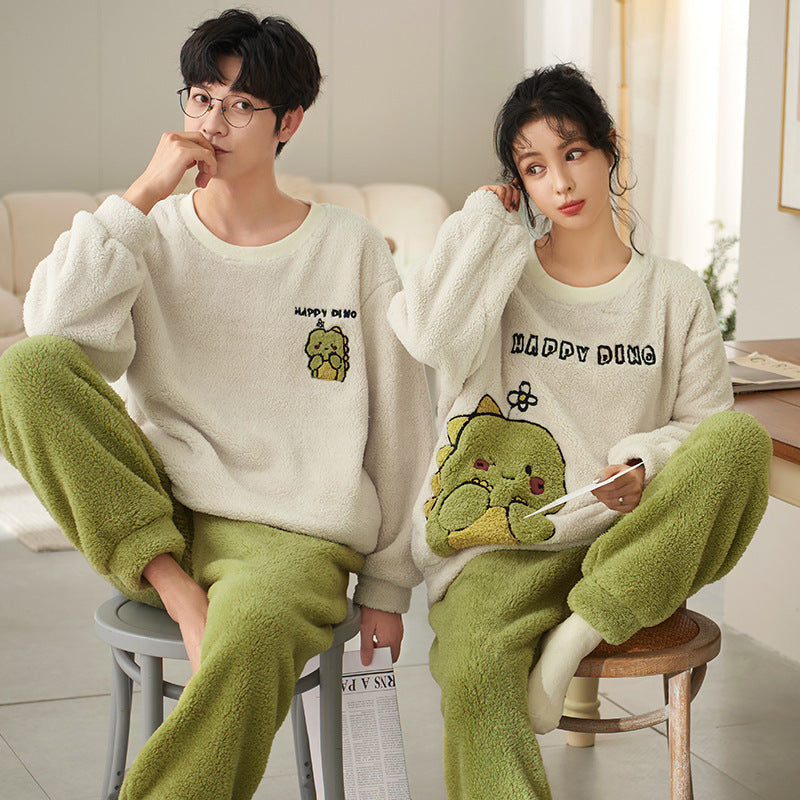 Pyjamas de velours de ménage de couple de polaire de corail