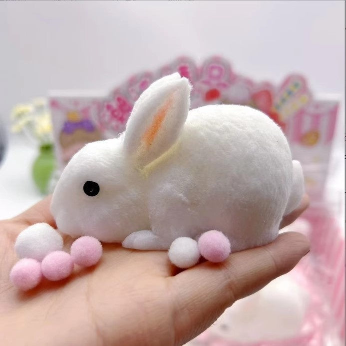Simulation Giant White Rabbit Sof Chewy et Bouncy Fluffy White Rabbit Squeeze Toy