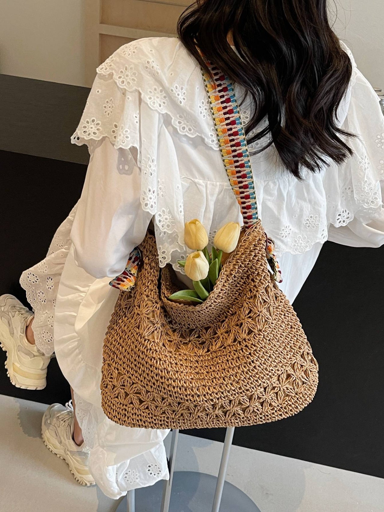 Sac en paille de style marine pour femmes parfaits pour les vacances d'été sur la plage
