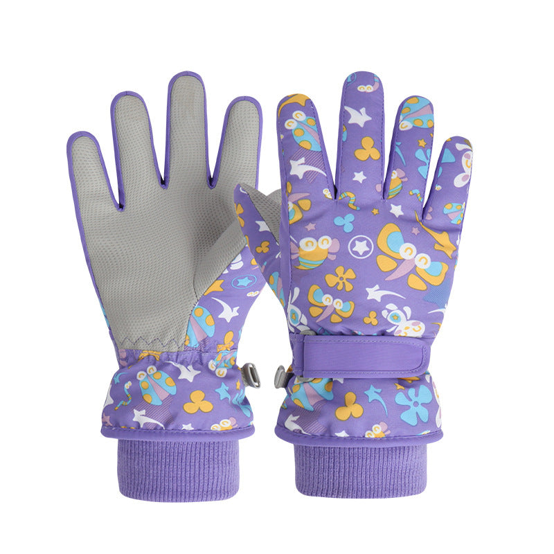 Gants de ski pour enfants avec polaire épais pour la chaleur
