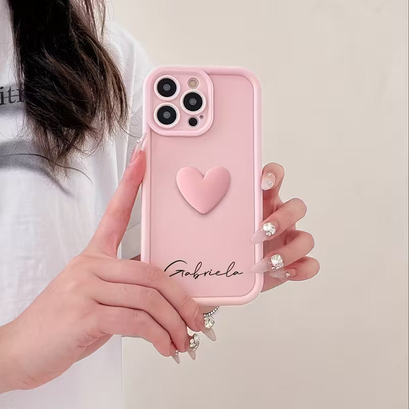 Simple et élégant cas de téléphone anglais avec cœur 3D