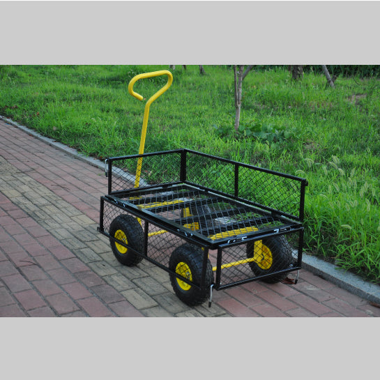 Chariot de jardin en acier Chariot de jardin avec poignée pivotante et côtés amovibles