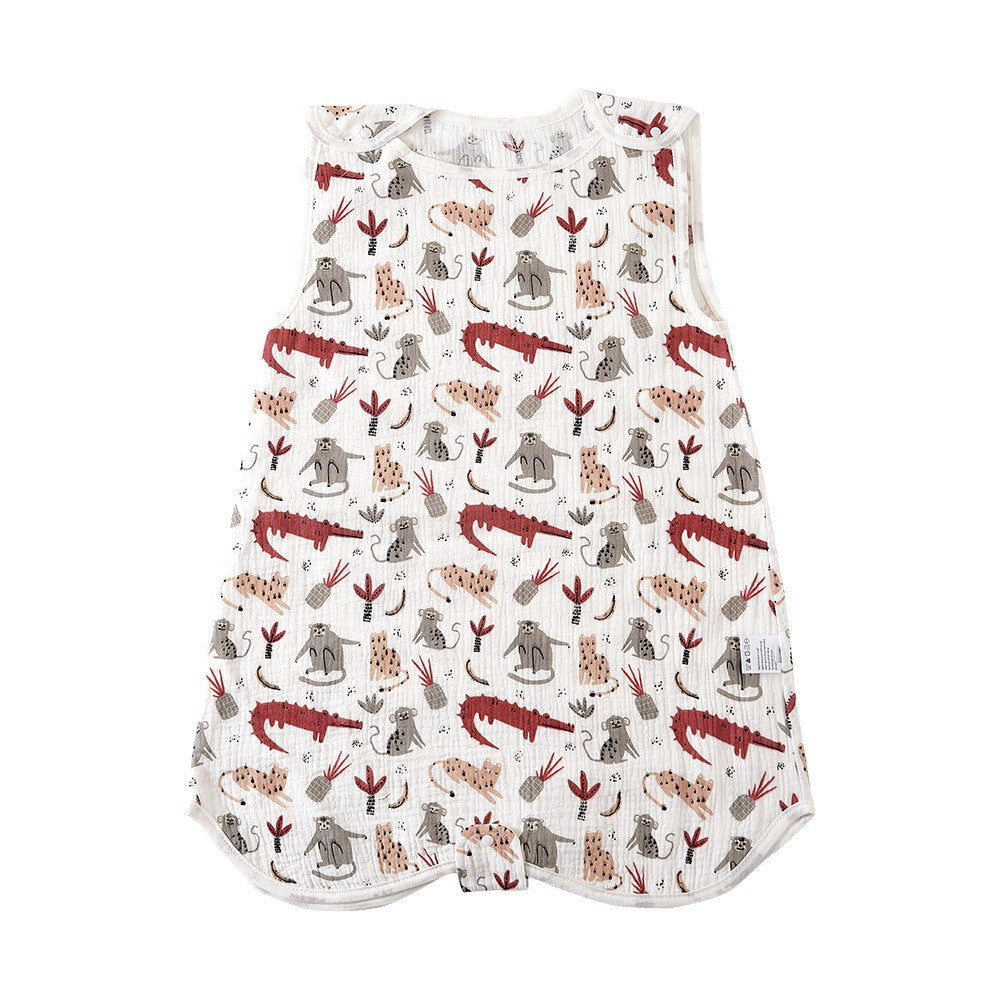 Simple imprimé bébé sans manches coton Gauze sac de couchage
