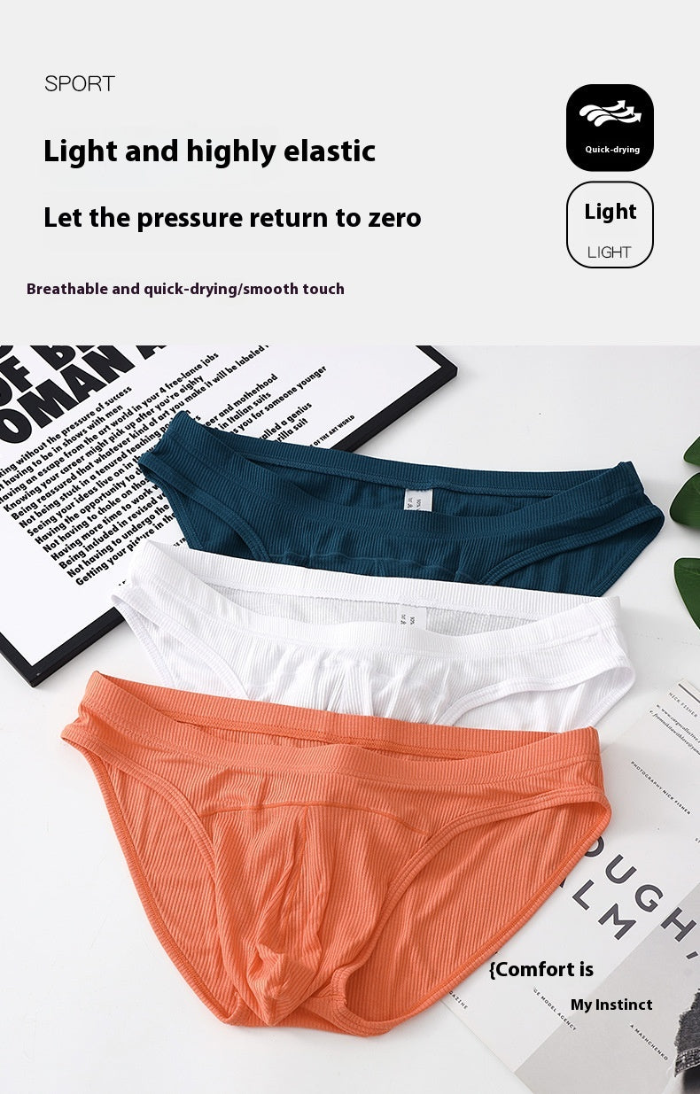 Briefs hommes Convex Low Waist Briefs Respirant Sexy Jeune Sous-vêtements Couleur solide Loose Pan