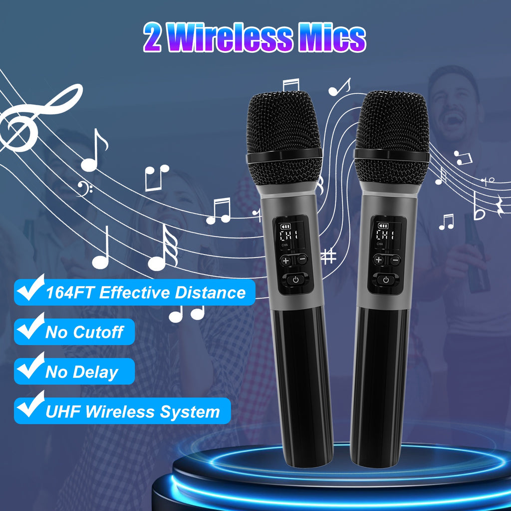 1Pc Haut-parleur sans fil portable avec lumière LED 2 sans fil Mics télécommande TWS Musi