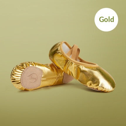 Chaussures de danse d'or et d'argent en cuir PU doux-soled
