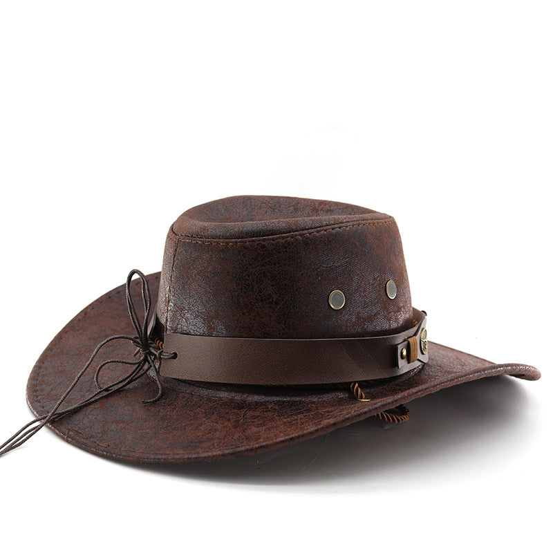 Western Cowboy Cracked Bullhead Retro Rider Hat pour hommes
