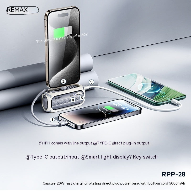 Capsule 20W Quick Charge pliant Bracket 5000mAh Mini Power Bank