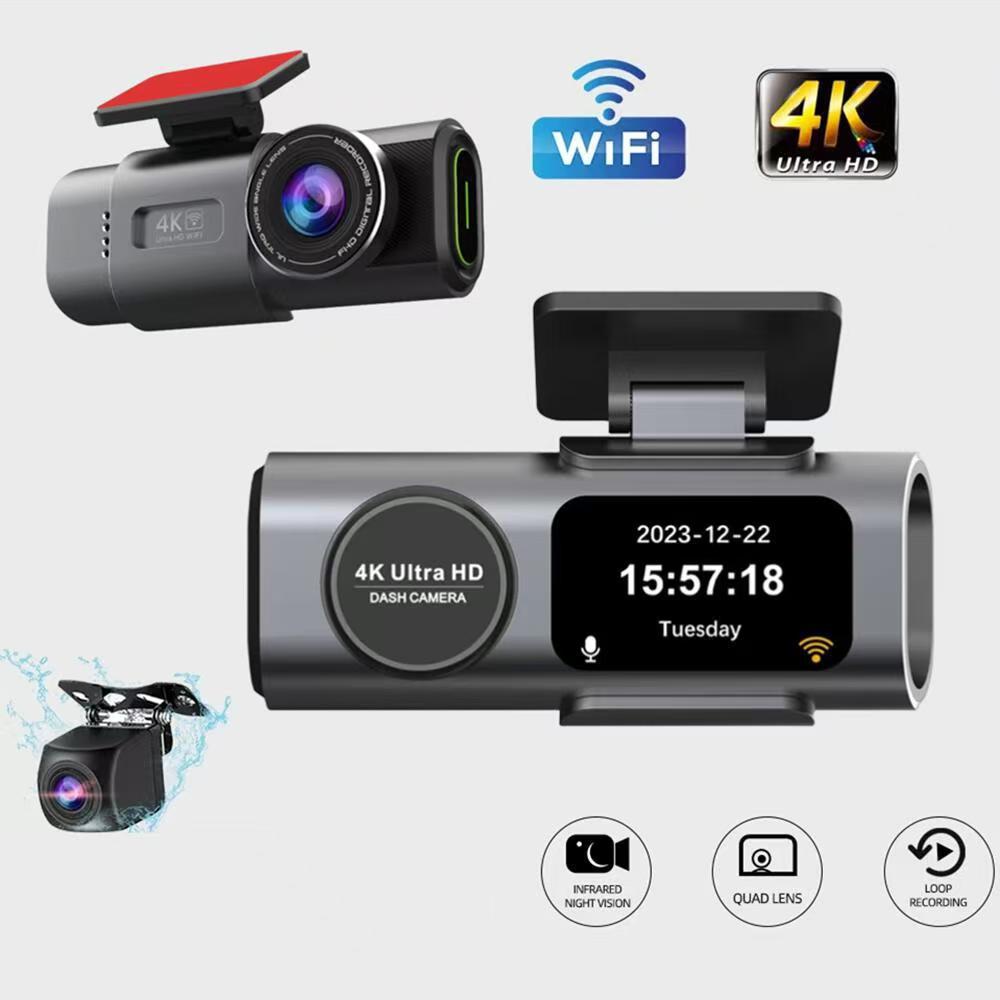 4K Dual Lens Driving Recorder HD Ultra Large Angle Night Vision WiFi Avant et Arrière Dual Re