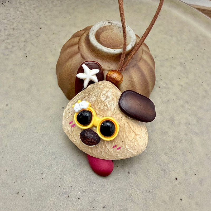Cute Puppy collant sa langue pendant pendentif Healing-style Semence