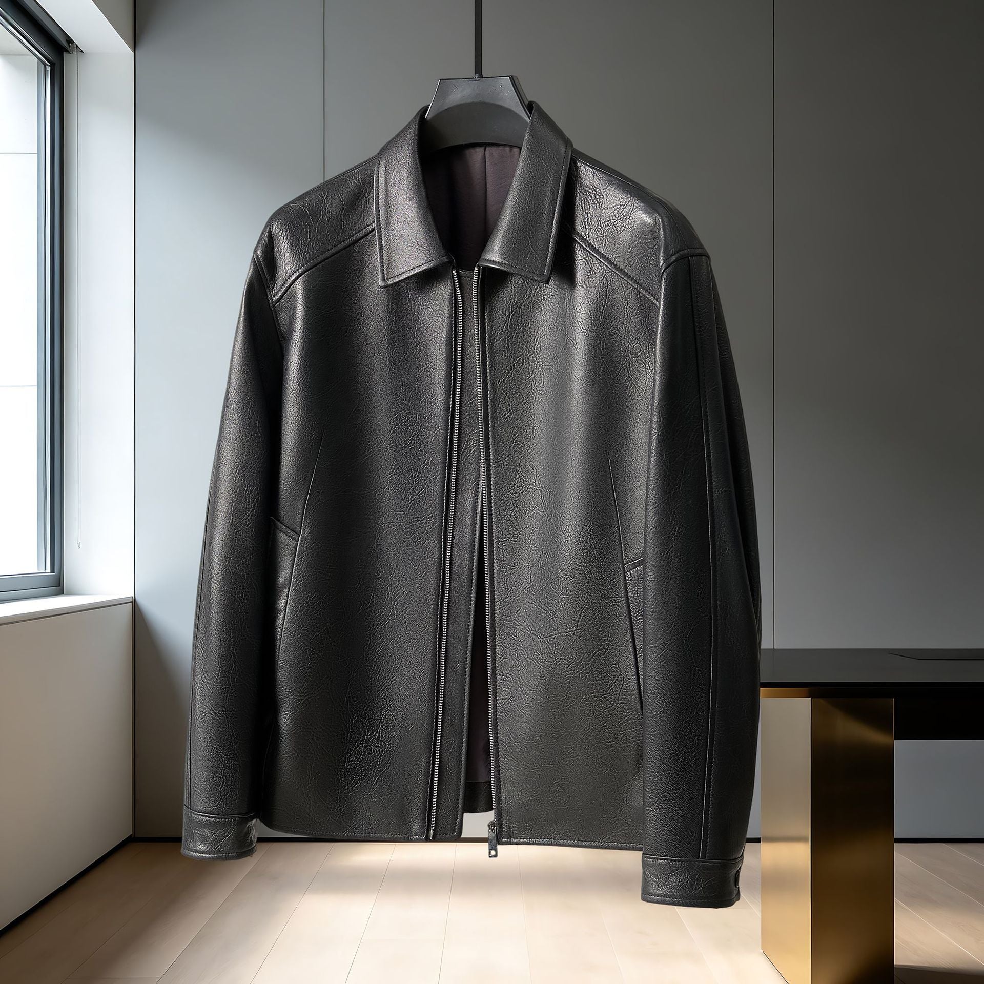 Veste en cuir pour hommes Lapel nouveau style