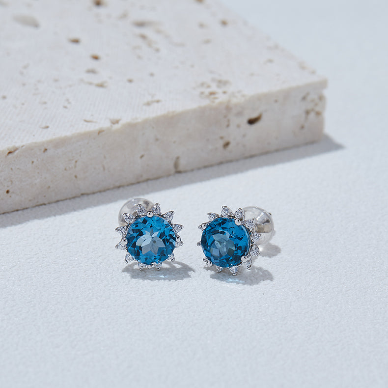 S925 Boucles d'oreilles Sterling Silver Starburst Sterling