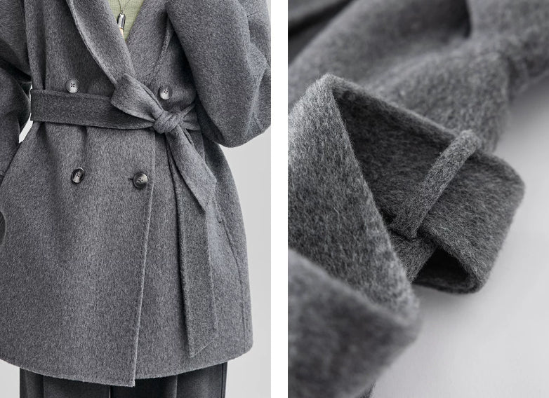 Manteau à capuche surdimensionné col V en cachemire peignoir