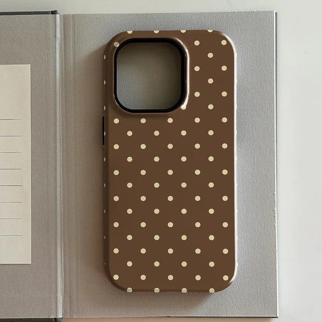 Luxury Brown et Red Polka-dot dossier téléphonique
