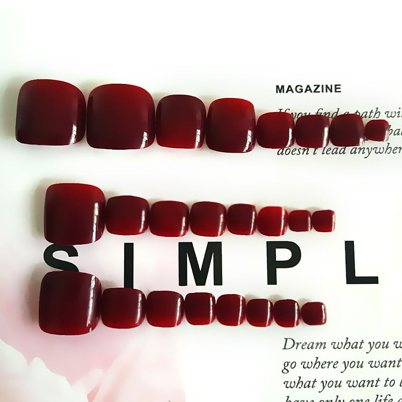 Stickers 24 Pièces de Rouge de style court Pure-sexuée de type épingle à ongles de couleur pure épingle