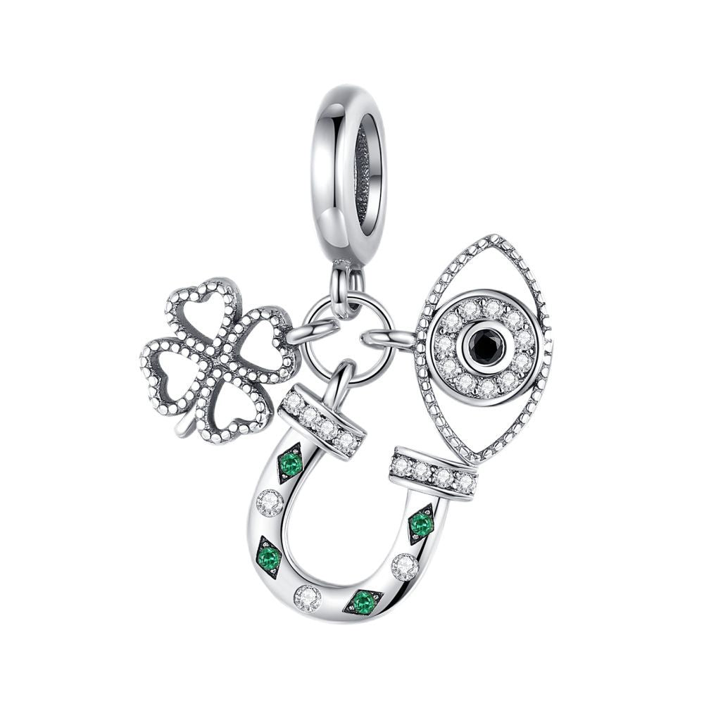 Bricolage pendentif argent-plaqué coeur charmant Lucky Bracelet Collier perlé