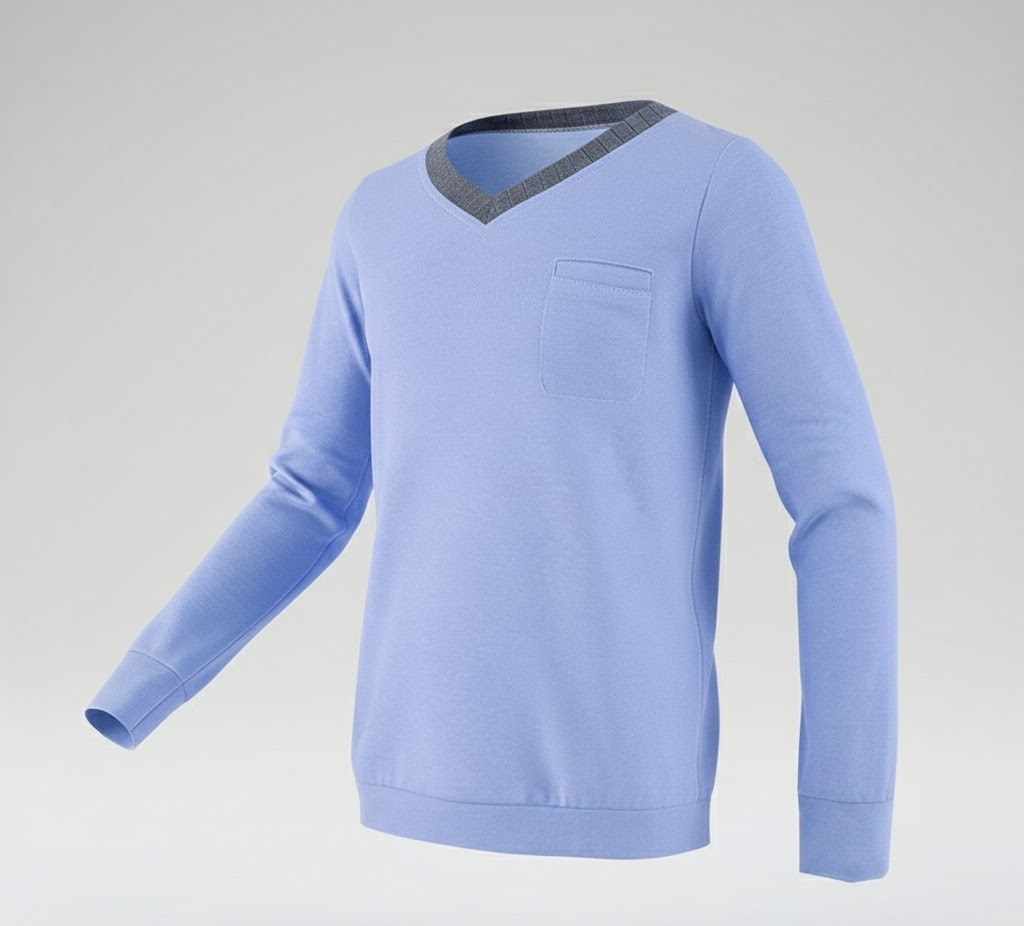 Garçons Col V Manches longues Top léger Printemps Été Casual T-shirt intelligent 3-10Y