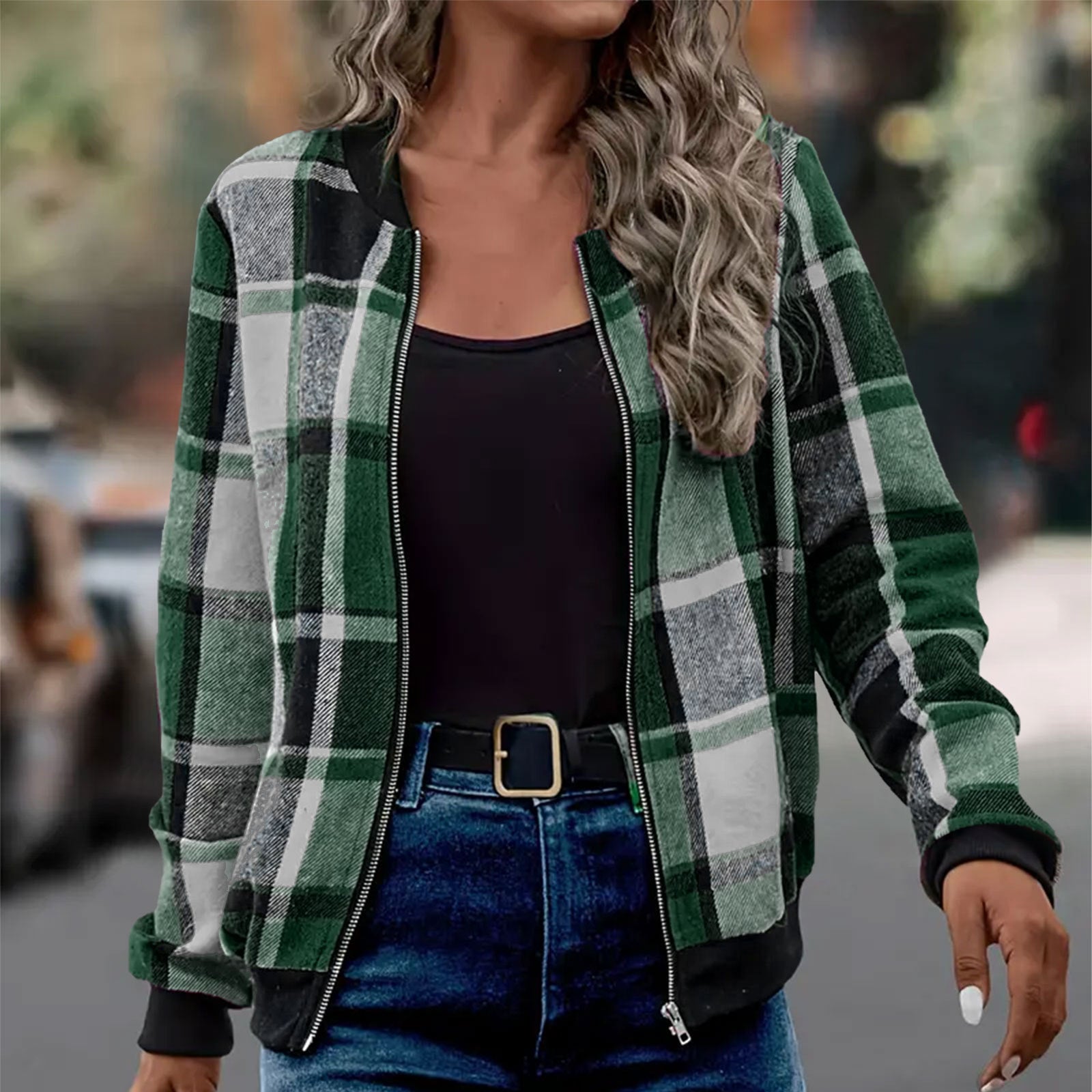 Veste zippée imprimée à manches longues pour femmes