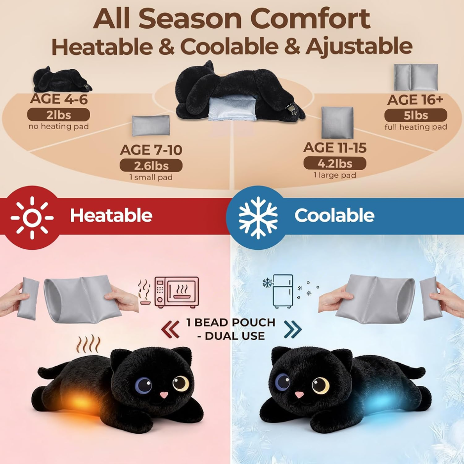 En peluche de chat noir pondérée