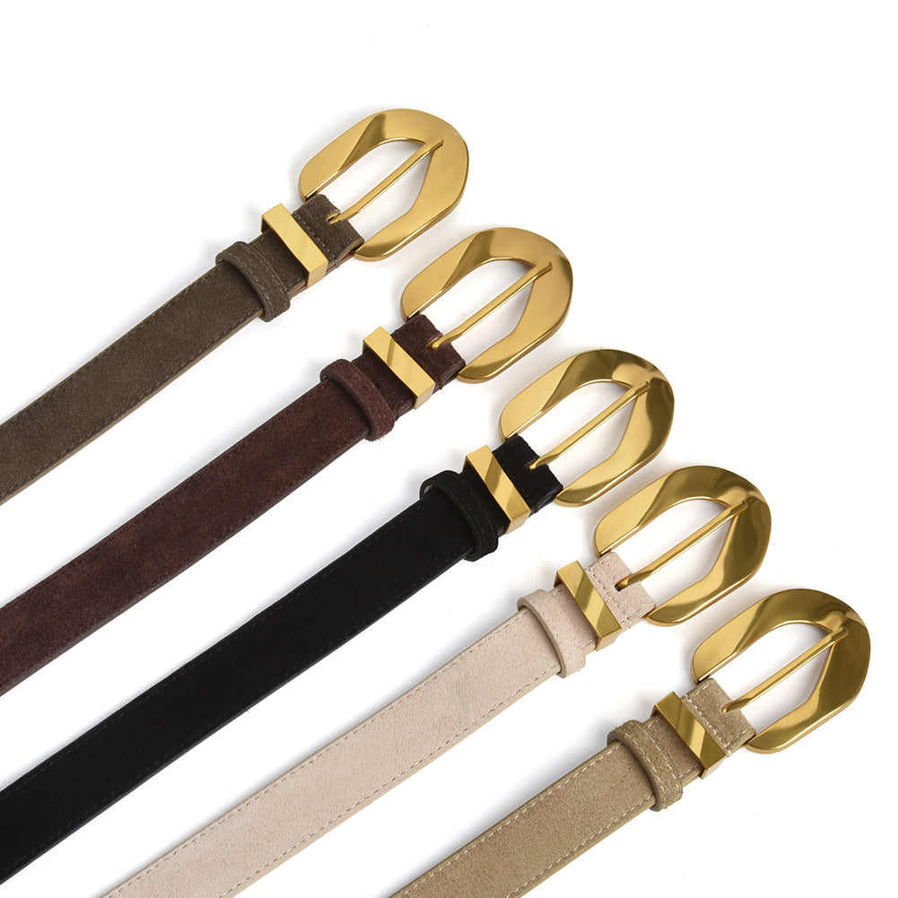 Matte Cowhide Vintage Ladies Boucle d'Or Ceinture