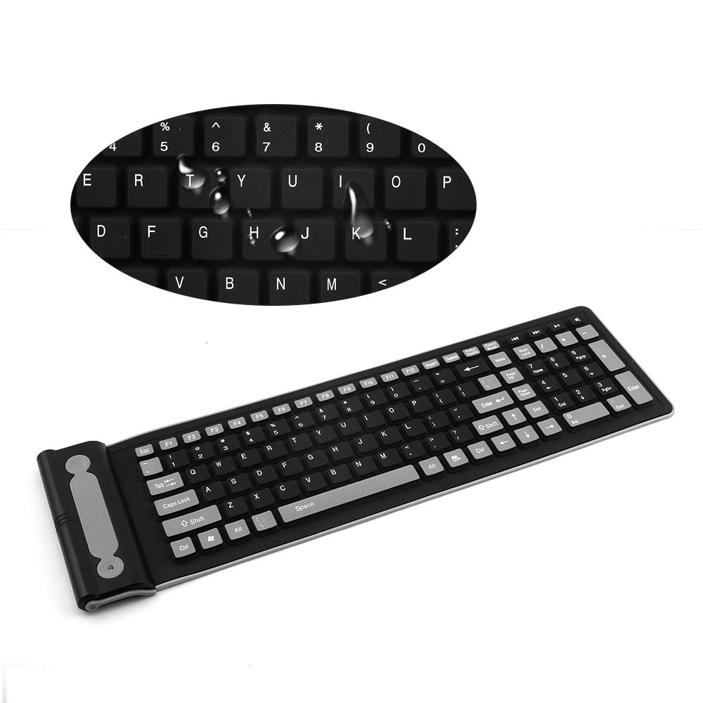 2.4G sans fil Mute Waterproof pliant silicone doux 107 clavier