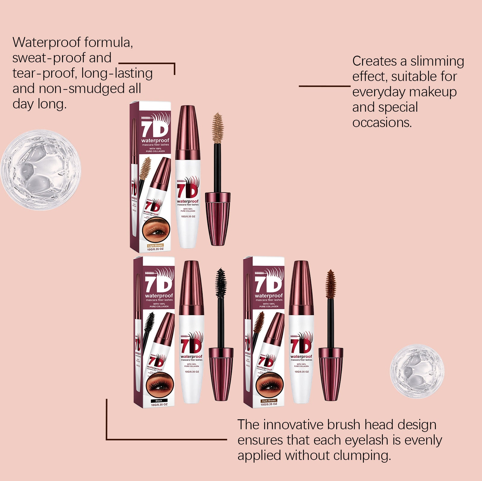 Série de mascaras tridimensionnelles épaisses Une variété de maquillage de couleur lisse