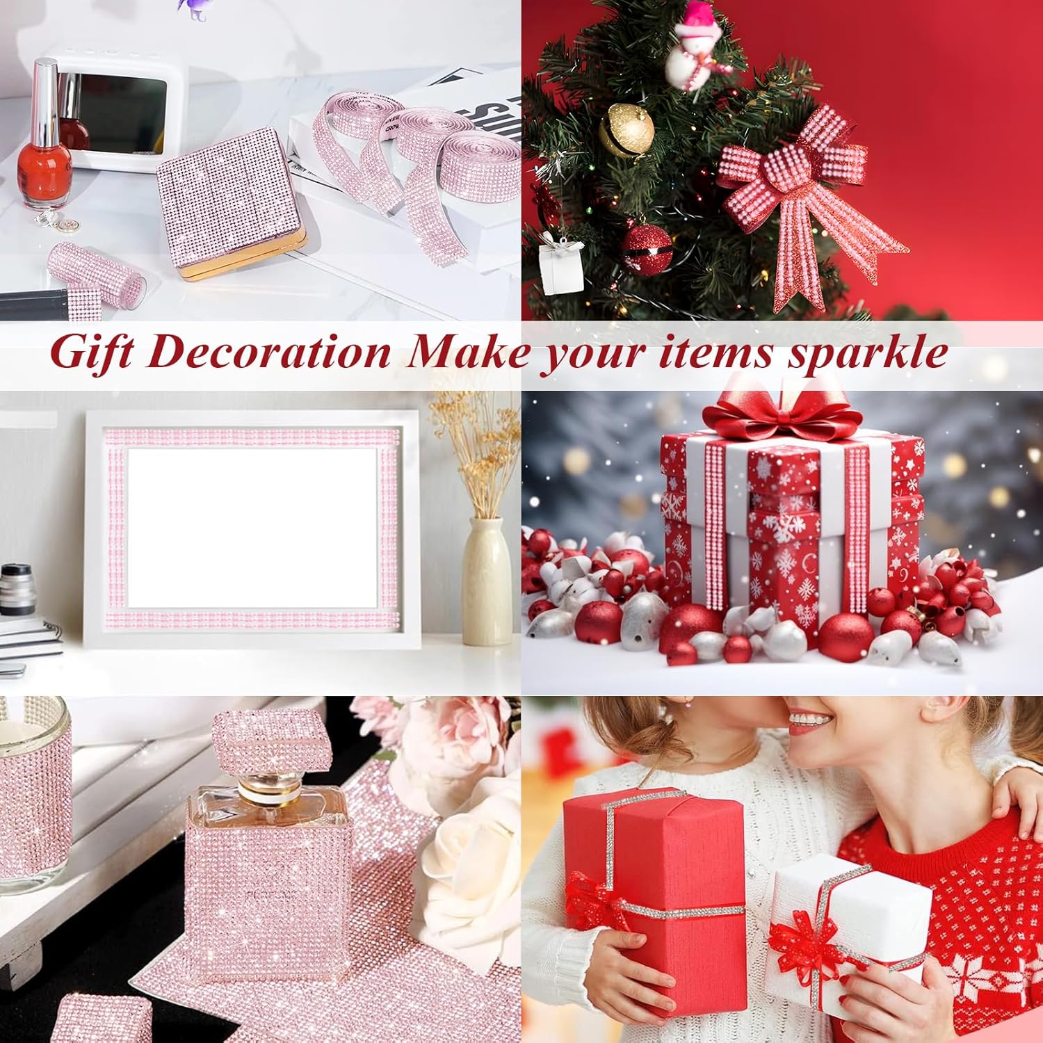 Kit d'intérieur de voiture 2 pièces avec Stickers Filet de Strass Shiny Et 1 pièce Bling Se