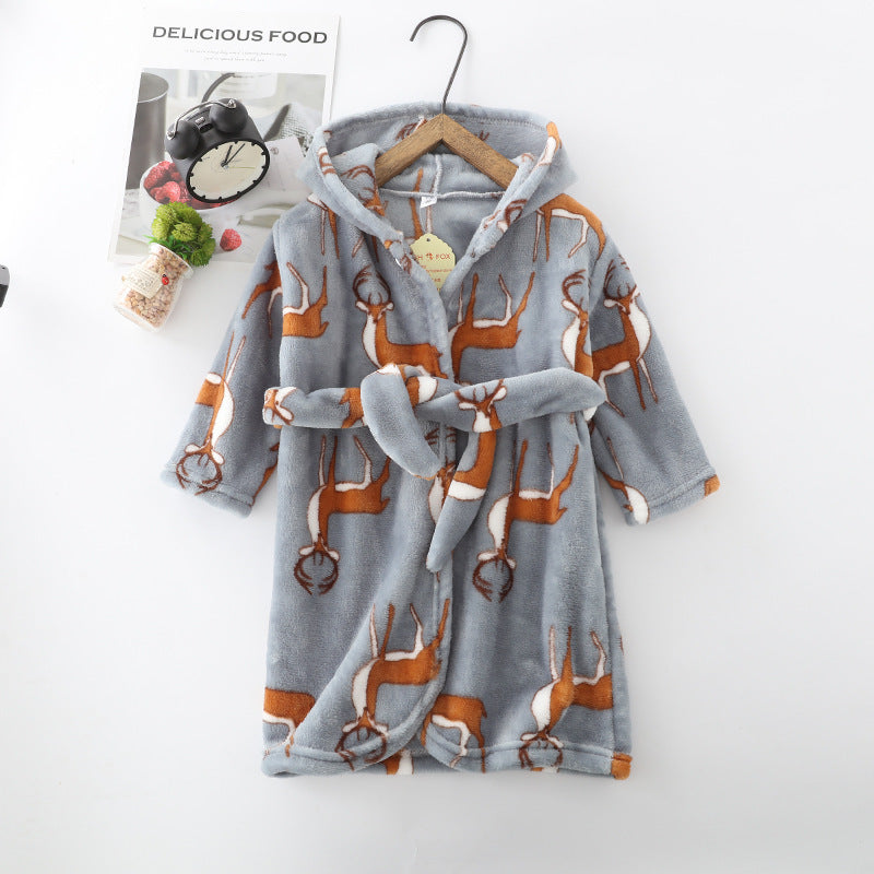 Enfants Vêtements Maison Vêtements Flannel Hommes Femmes Hoodie Coral Velvet Robe de nuit