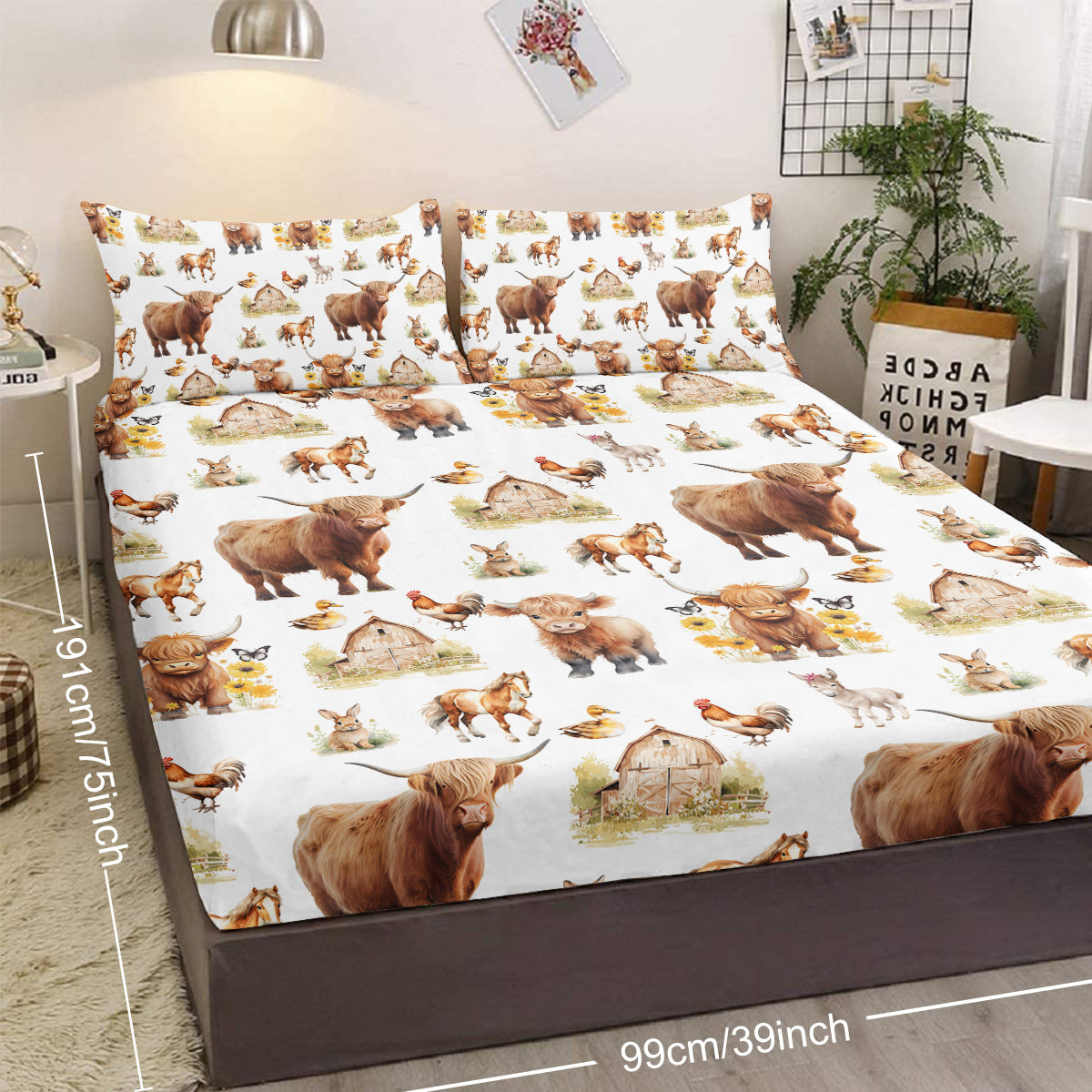3pcs Little Cow and Duck Pet Thème enfants de style amusant Minimalist Comfort Series Shee