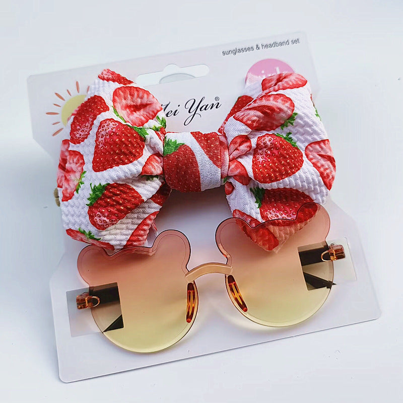 Lunettes de soleil pour enfants et ensemble de bande à cheveux à imprimé fruit