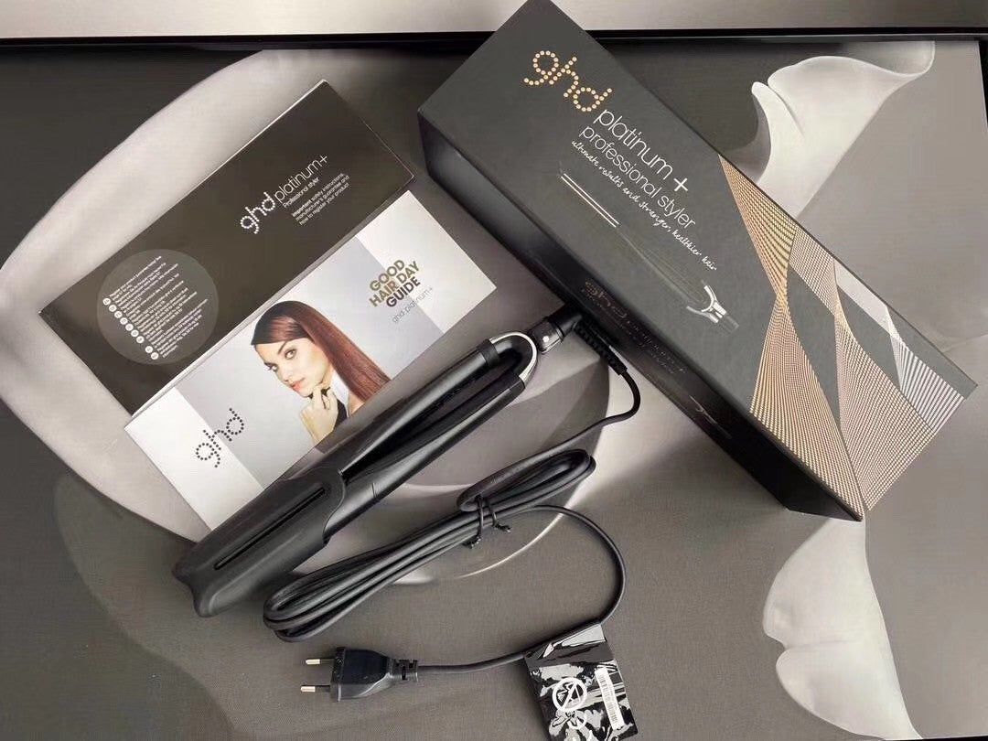 Rouleau sec noir et blanc Platinum droit trois-en-un redresseur de cheveux filés