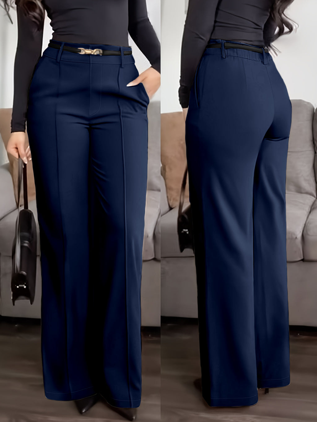 Pantalons à fermeture éclair de couleur solide avec poches