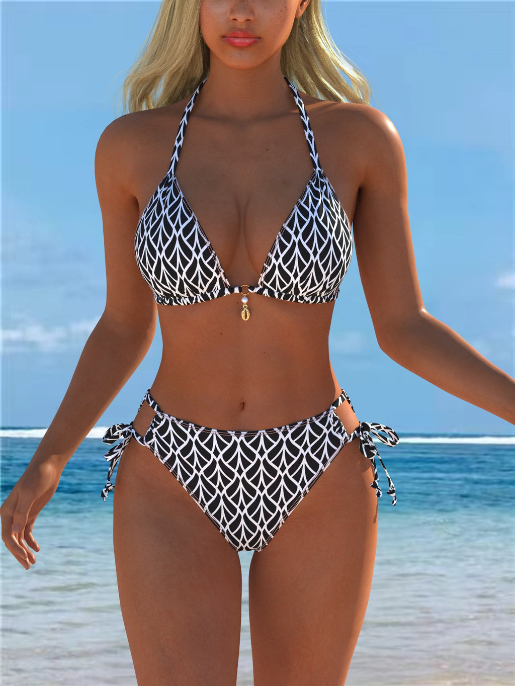Maillot de bain bikini femme imprimé deux pièces