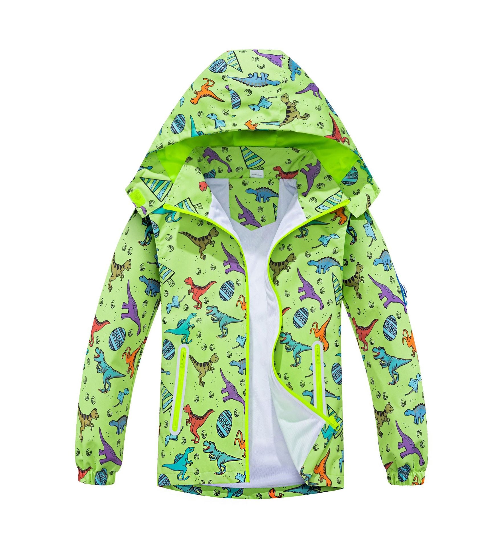 Springautumn Nouveau-arrivé Dinosaur-print Gradient-color Zip-up Hoodie pour les garçons et les filles