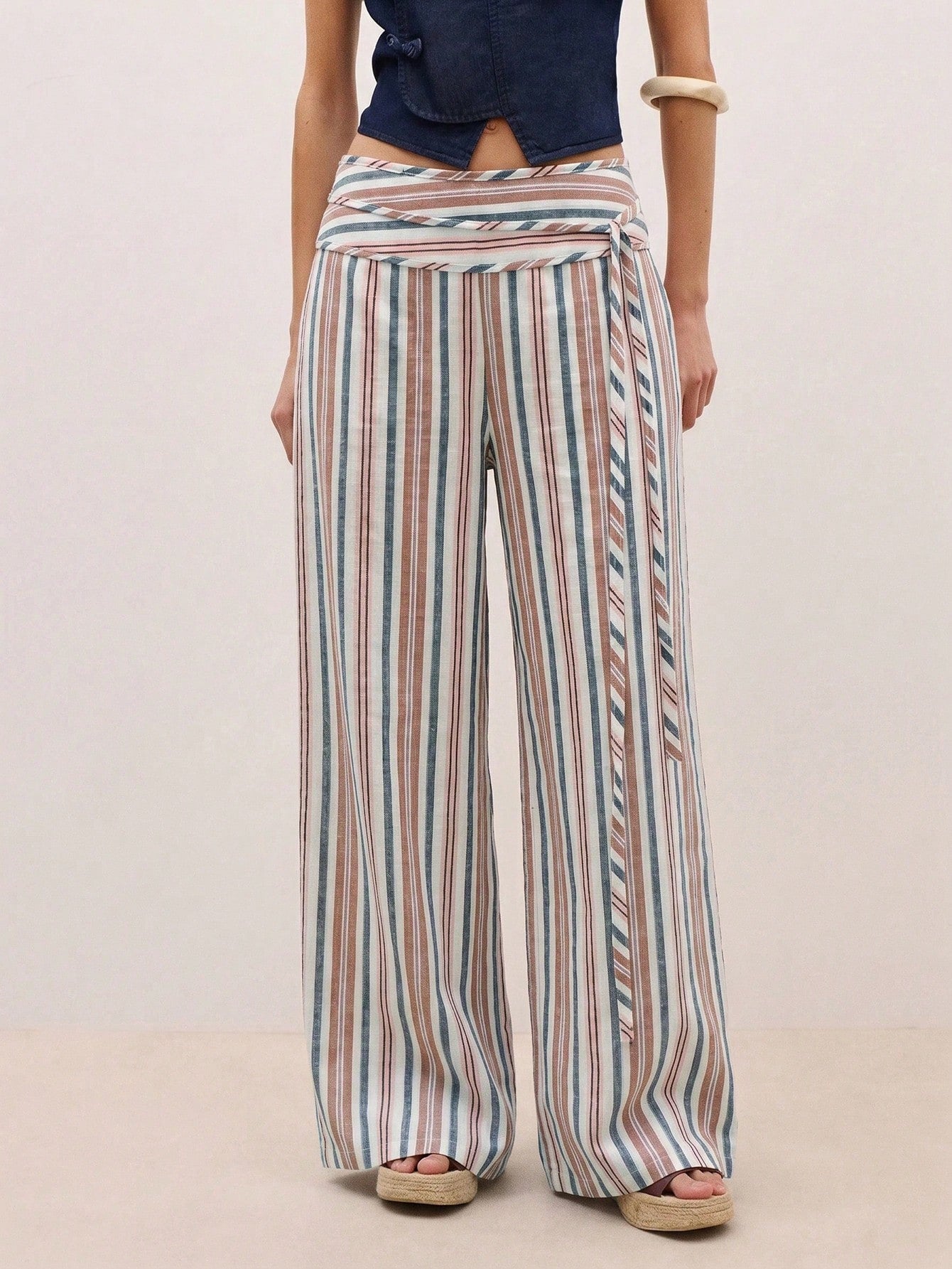 Pantalons rayés avec un ajustement doux et confortable large jambes