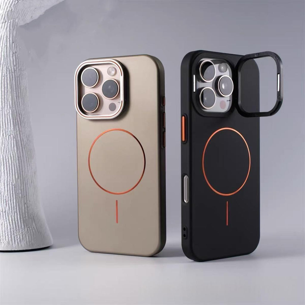 Cas de téléphone magnétique avec une bague fine dorée compatible avec le 17 Pro Max