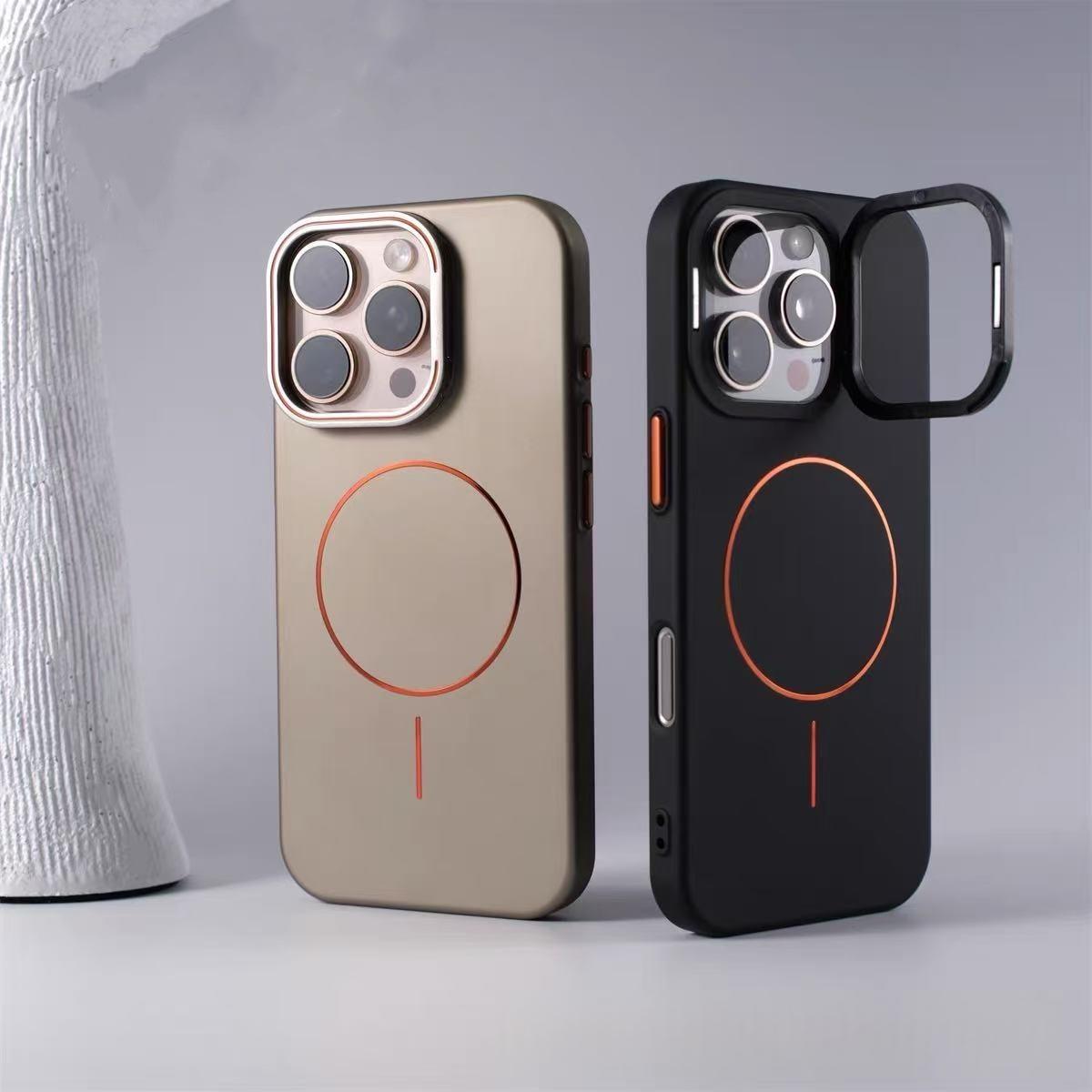 Cas de téléphone magnétique avec une bague fine dorée compatible avec le 17 Pro Max