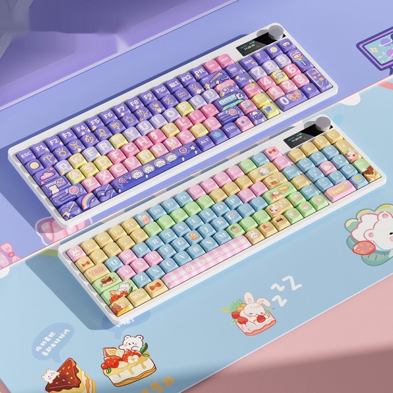 Clavier mécanique Black Iron Cow Full Key No Punching RGB Backlight à trois modes Cinq faces