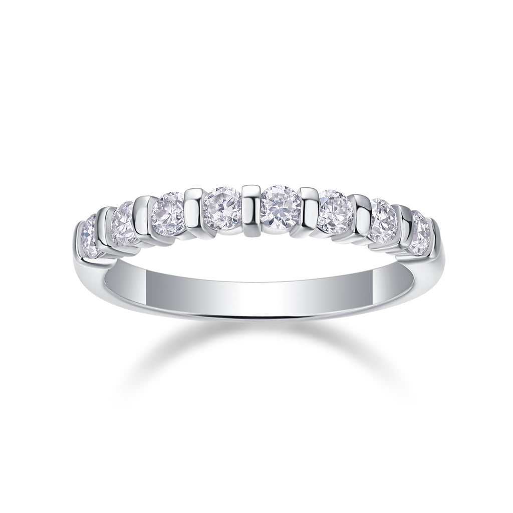 S925 Argent 2.1g Anneau de moussanite plaqué platine