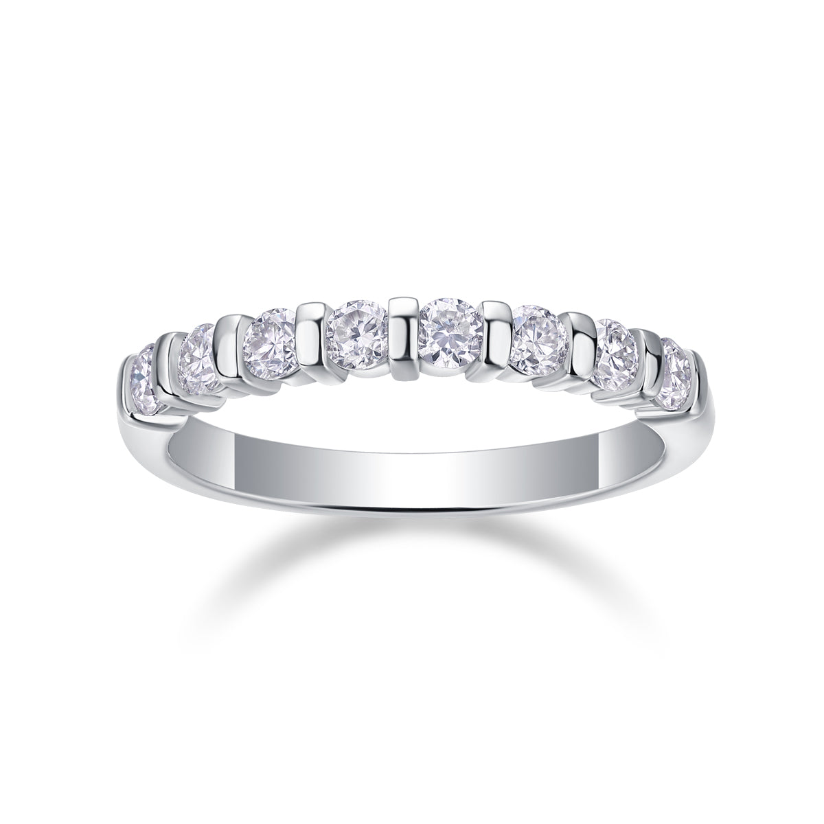S925 Argent 2.1g Anneau de moussanite plaqué platine