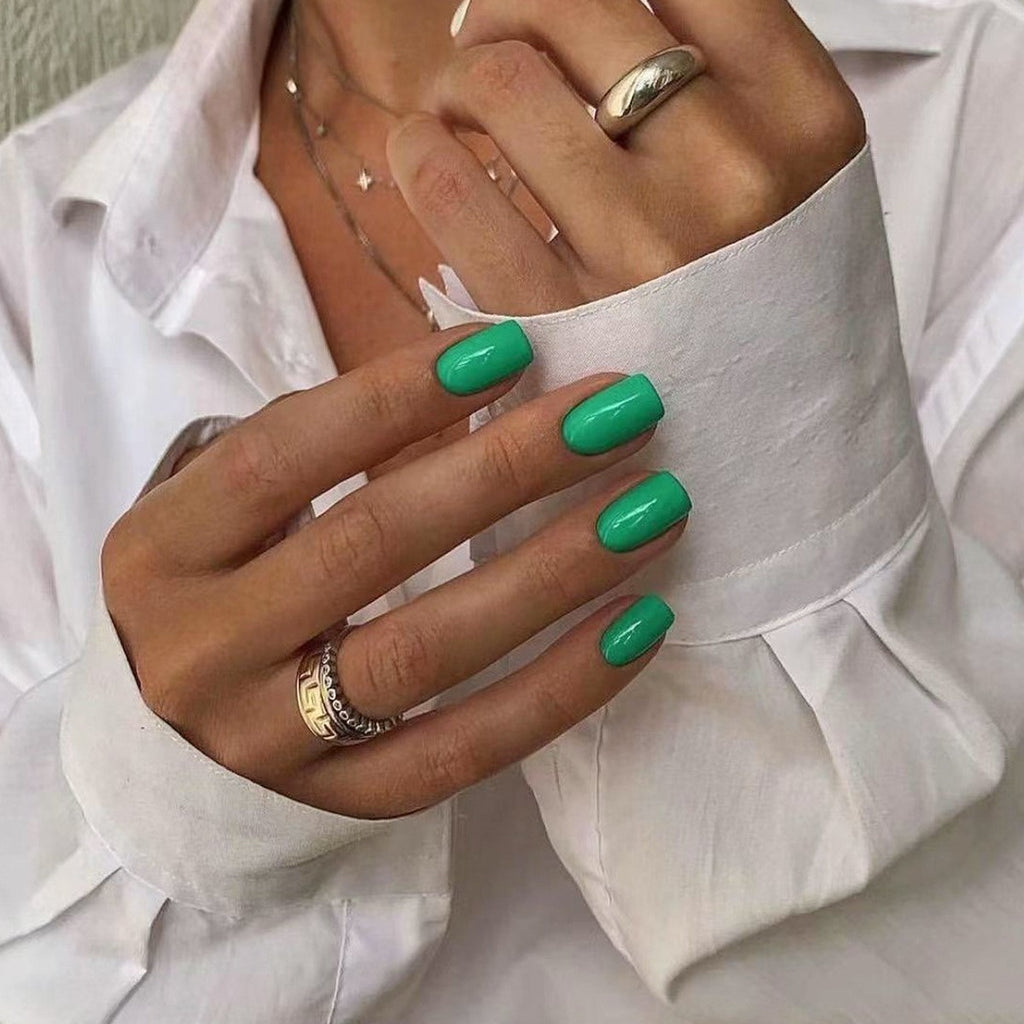 Stickers Nail Minimaliste à Carré Court pour Femmes Faux Nail
