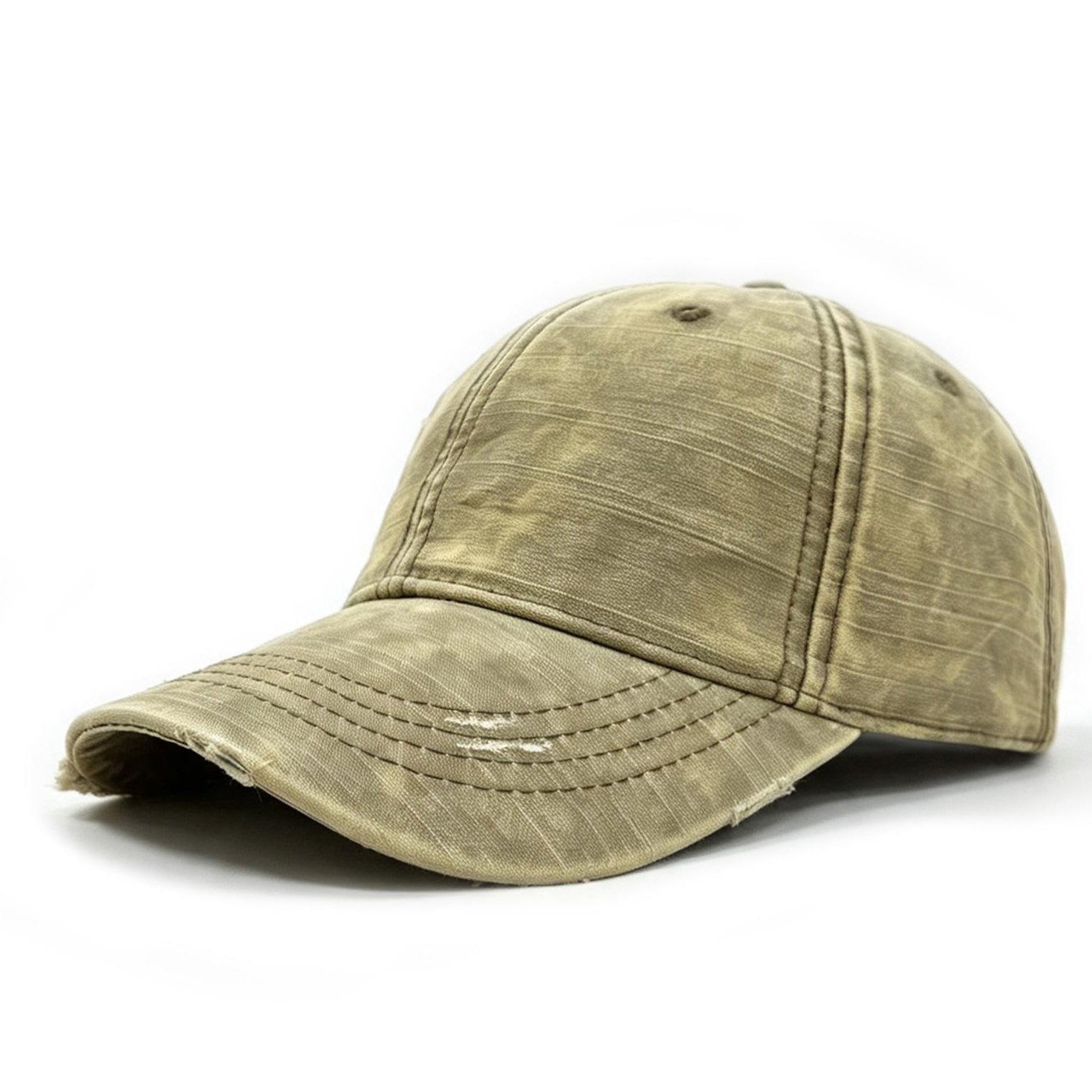 Street Fashion Retro Détresse Denim Holey Casquette de baseball avec haut doux et casual courbé B