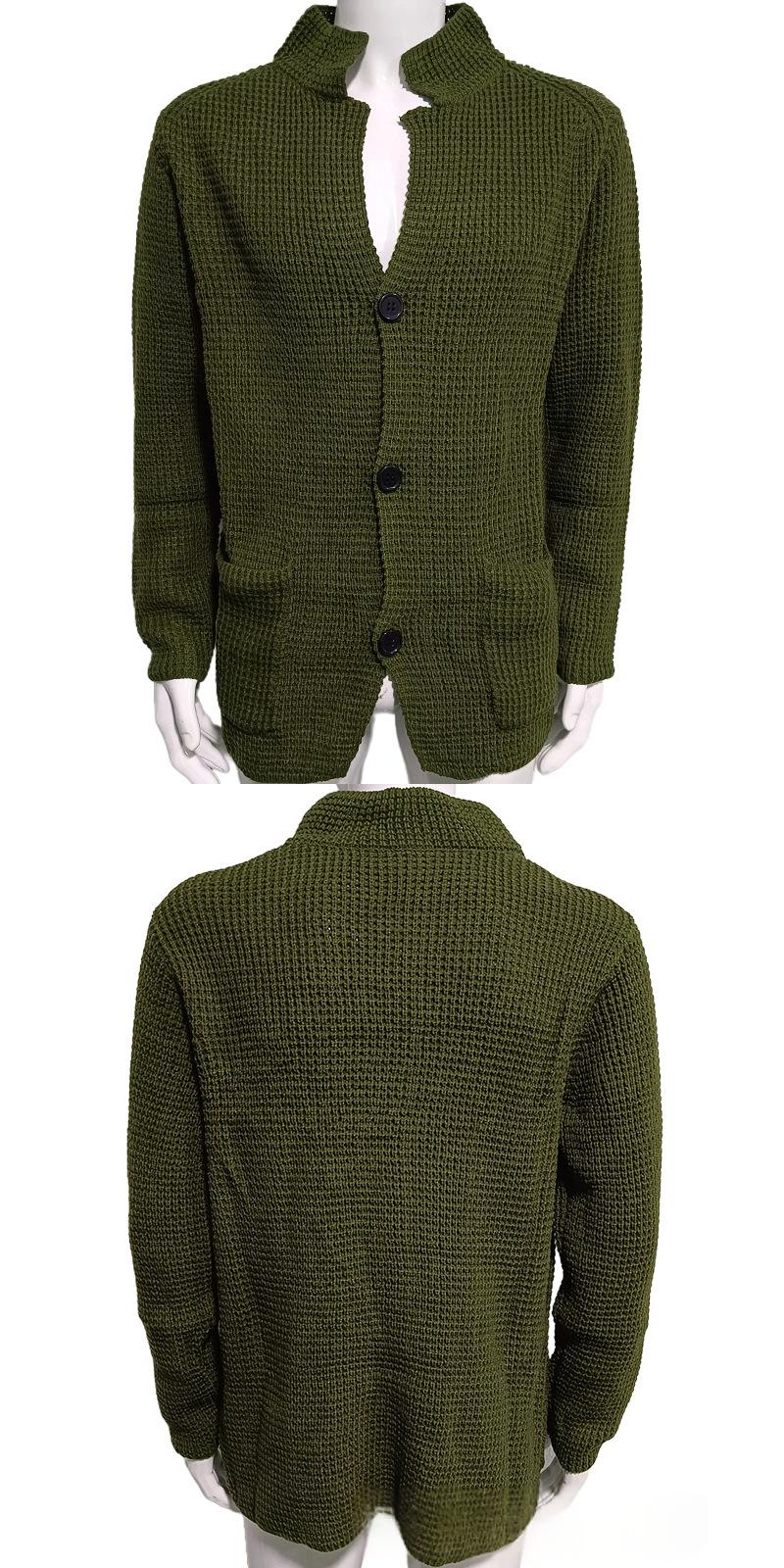 Mens Manteau tricoté de longueur moyenne avec un collier debout