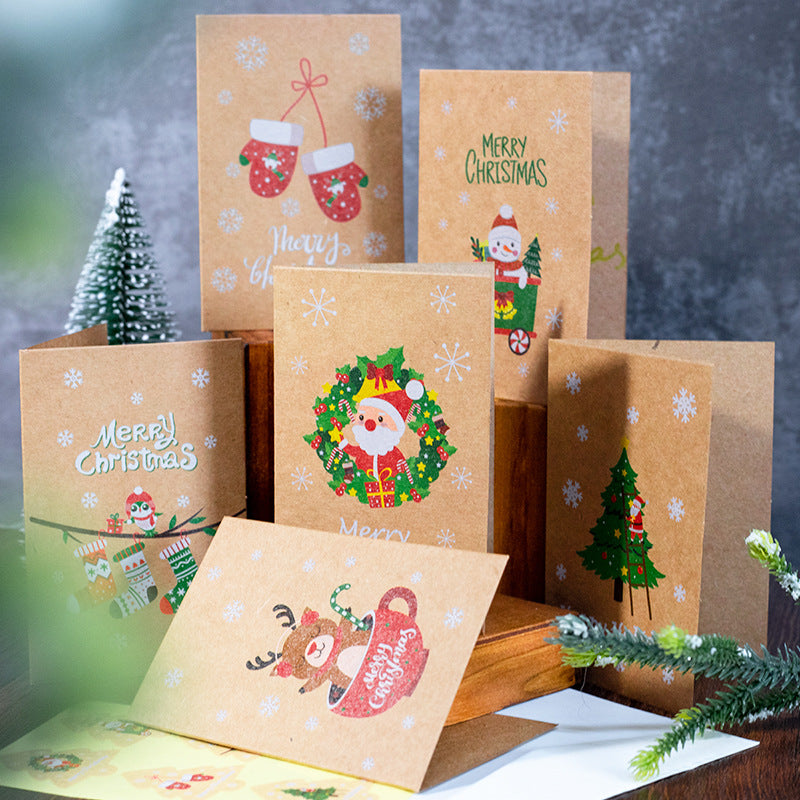 Papier Kraft Carte de Noël Bénédiction Carte de message Sticker de carte d'enveloppe